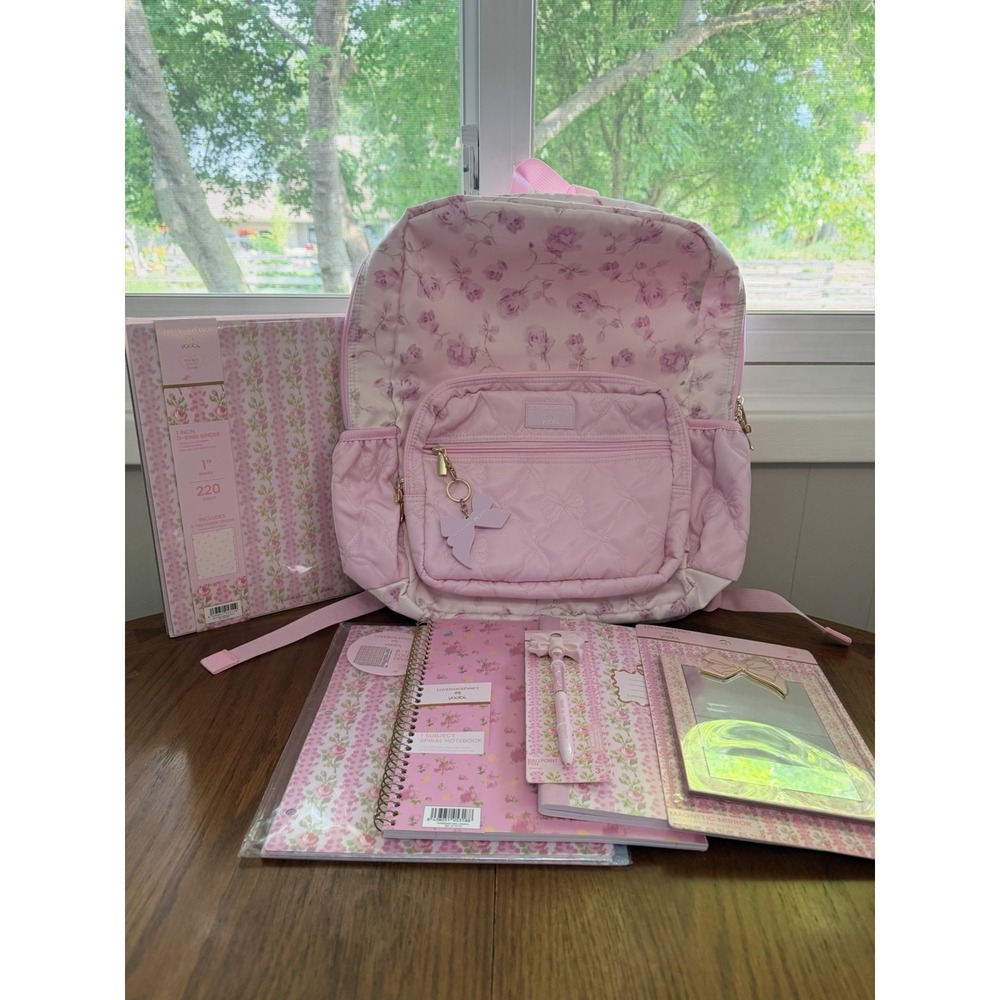 LoveShackFancy x Target Yoobi Ribbon Rosa Backpack, Binder Bundle - Lot of 7